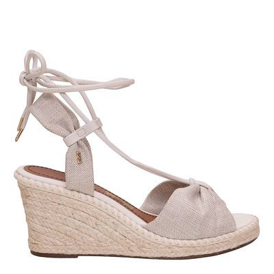Espadrille Anabela Linho Bege