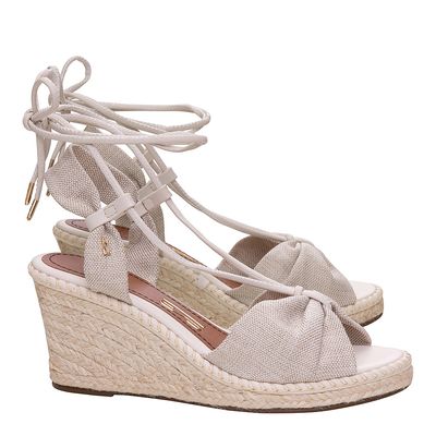 Espadrille Anabela Linho Bege