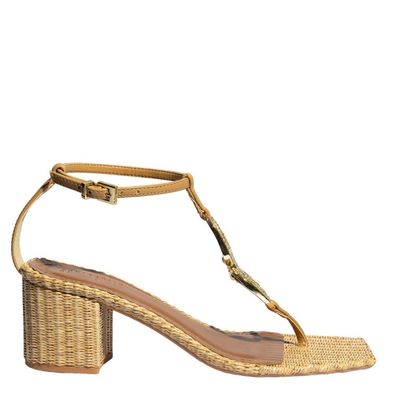 Sandália Pedraria Napa Santorine Bege Salto Grosso