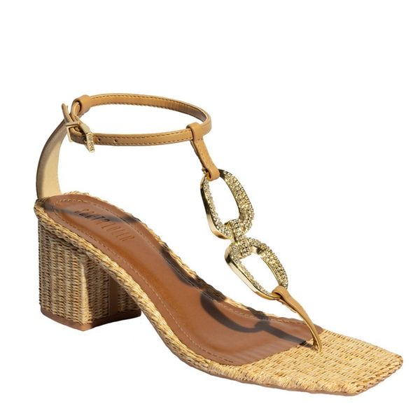 Sandália Pedraria Napa Santorine Bege Salto Grosso