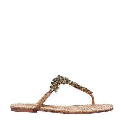 Rasteira Pedraria Napa Santorine Bege