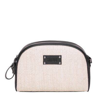 Bolsa Palha Preto e Off White