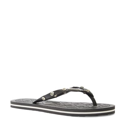 Flip Flop Matelassê Preto Borracha Rebite