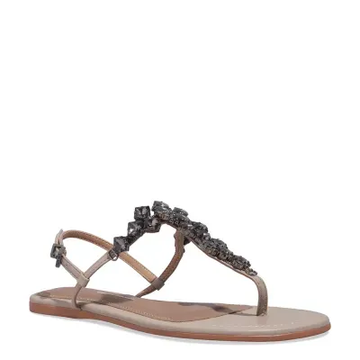 Rasteira Tira Salomé Pedraria Napa Soft Creme