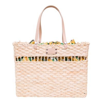 Bolsa Quadrada Palha Bananas Branco