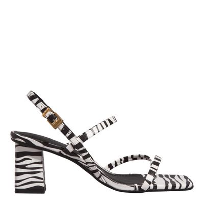 Sandália Napa Salto Médio Animal Print Zebra