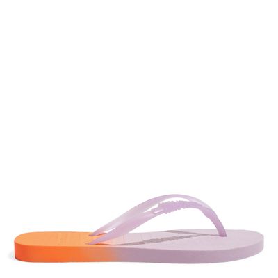 Chinelo Flip Flop Bicolor Lilás e Laranja