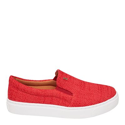 Tênis Slip On Tecido Vermelho