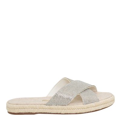 Rasteira Corda Strass Prata
