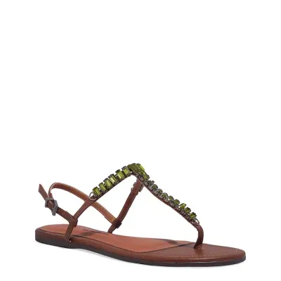 Rasteira Tira Salomé Pedraria Napa Soft Caramelo