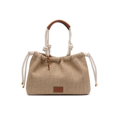 Bolsa Shopper Palha Grande Bege Sand