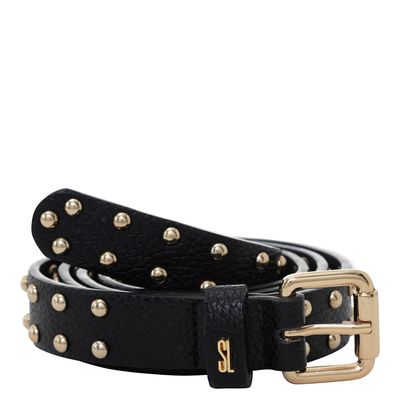 Cinto Croco Preto Sl Tachas Douradas