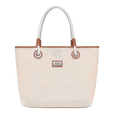 Bolsa Shopper Tecido Tramado Bege
