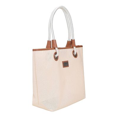 Bolsa Shopper Tecido Tramado Bege
