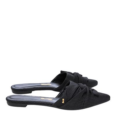 Mule Laço Texturizado Preto