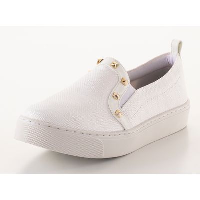 Tênis Slip On Trama Rebite Branco