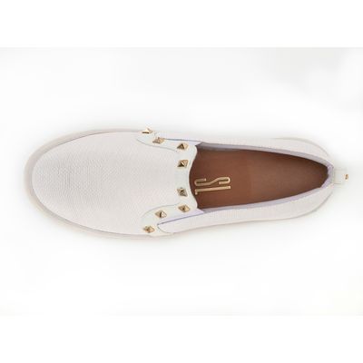 Tênis Slip On Trama Rebite Branco