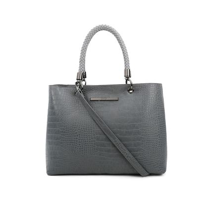 Shopper Croco Alto Brilho Cinza 2