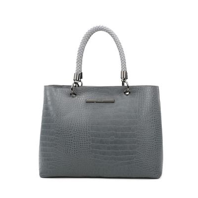 Shopper Croco Alto Brilho Cinza 2
