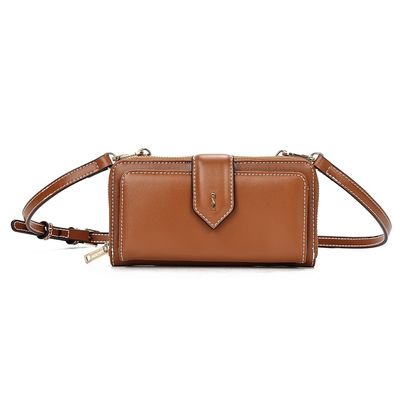 Bolsa Carteira Soft Lisa Transversal Marrom