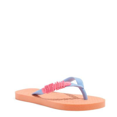 Chinelo Flip Flop Borracha Laranja Tira Azul