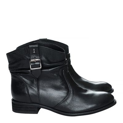Bota Preta Fivela Salto Baixo