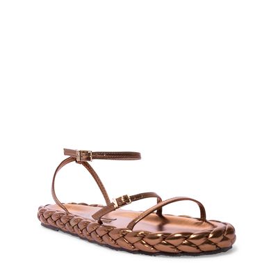 Sandália Papete Bronze Flat Trançada