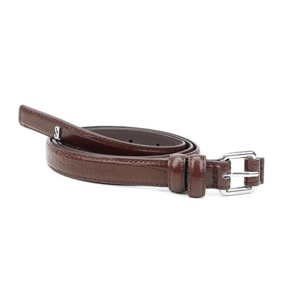 Cinto Fino Croco Envernizado Marrom