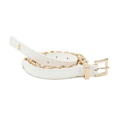 Cinto Corrente Branco e Dourado