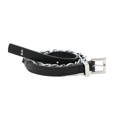 Cinto Corrente Preto e Prata