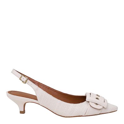 Scarpin Fivela Texturizado Branco