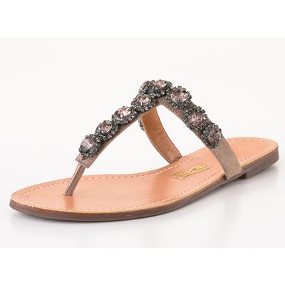 Rasteira Dedo Pedras Diamond Marrom