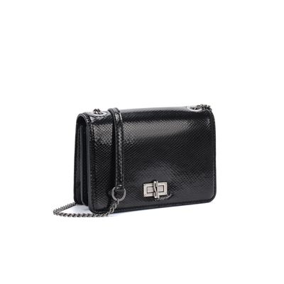 Bolsa Pequena Preta Metalizada Transversal
