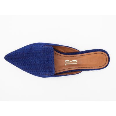 Mule Tecido Trama Azul Escuro