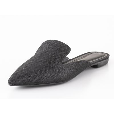 Mule Bico Fino Glitter Preto