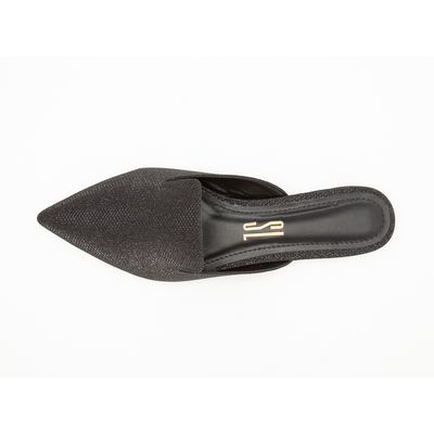 Mule Bico Fino Glitter Preto