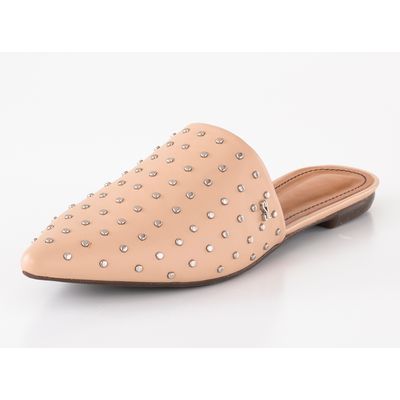 Mule Couro Pelica Soft Tachas Bege