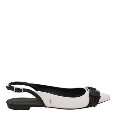 Sapatilha Aberta Fivela Preto e Branco