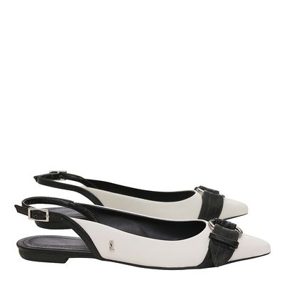 Sapatilha Aberta Fivela Preto e Branco