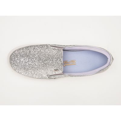 Tênis Slip On com Gliter Prata