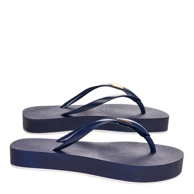 Flip Flop Emborrachado Sola Alta Azul Marinho
