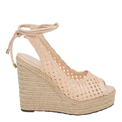 Sandália Peep Toe Palha Off White Pérola