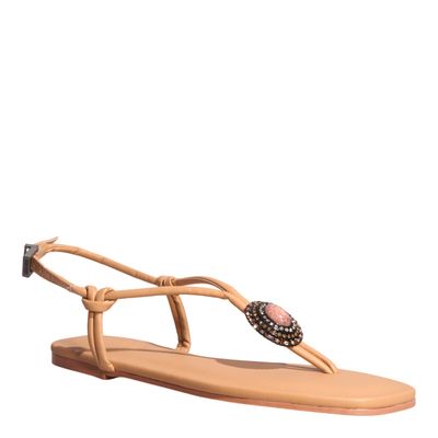 Rasteira Pedraria Napa Soft Bege
