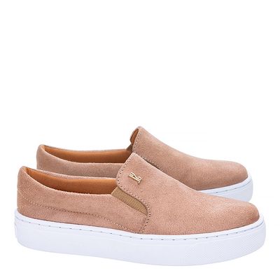 Tênis slip on acamurçado bege infantil