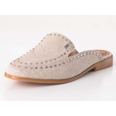 Mule Sl Linho Tachas Nude