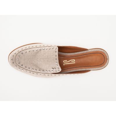 Mule Sl Linho Tachas Nude