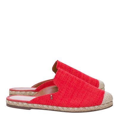 Espadrille Tecido Natural Linho Vermelho