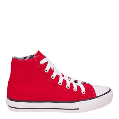 Tênis cano alto tecido vermelho
