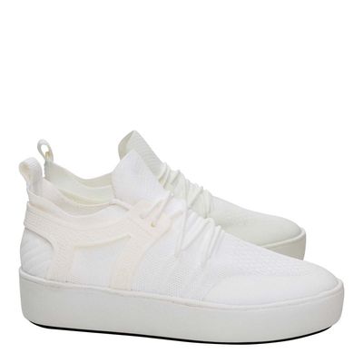 Tênis Knit Sola Alta Branco