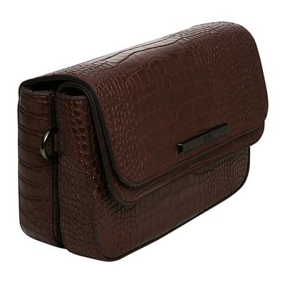 Bolsa Tiracolo Croco Marrom Escuro